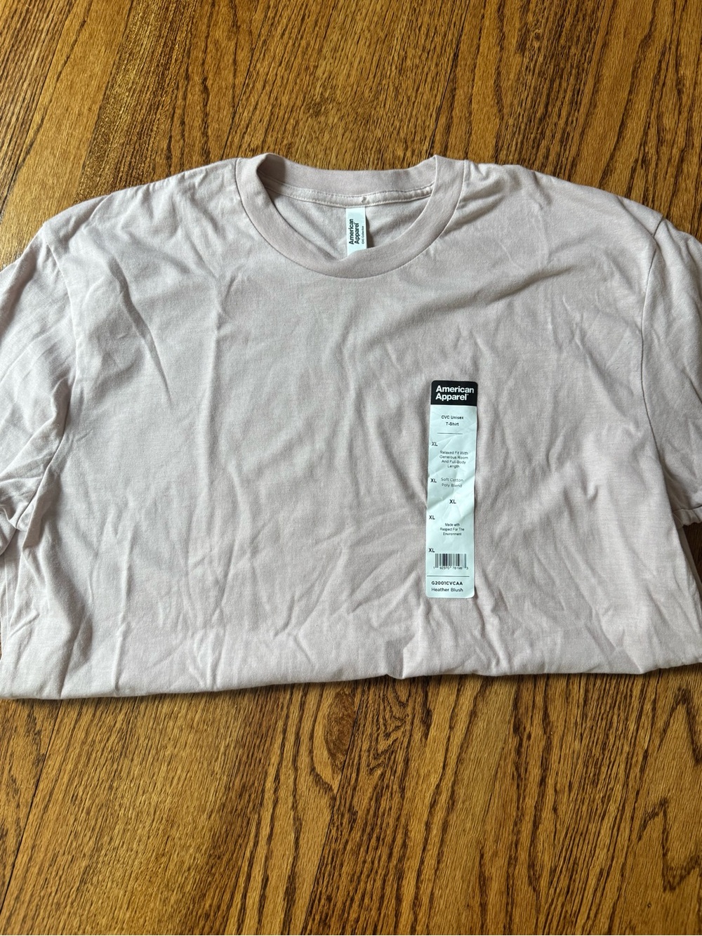 NWT American Apparel Men's Crew Neck T-Shirt in Pale Pink